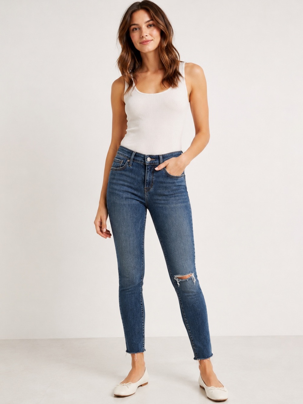 Levi’s 711 Skinny Jeans Womens 26 Mid Rise Stretch Blue Denim Classic Slim Fit